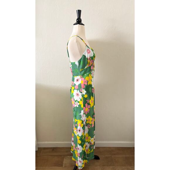 Faithfull the Brand Shayna Midi Dress Size M US 6 La Palma Green Floral Print - Picture 7 of 9